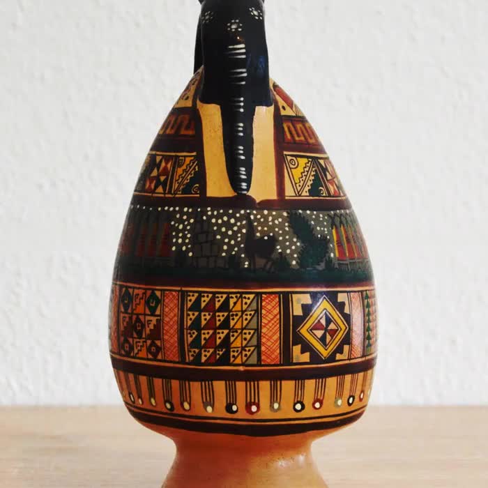 Peruvian Inca Terracotta Jug, Handpainted Pre-columbian Tribal Art